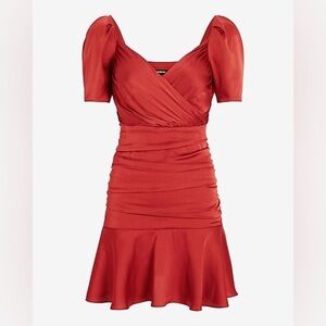 Express Satin Ruched Mini Dress